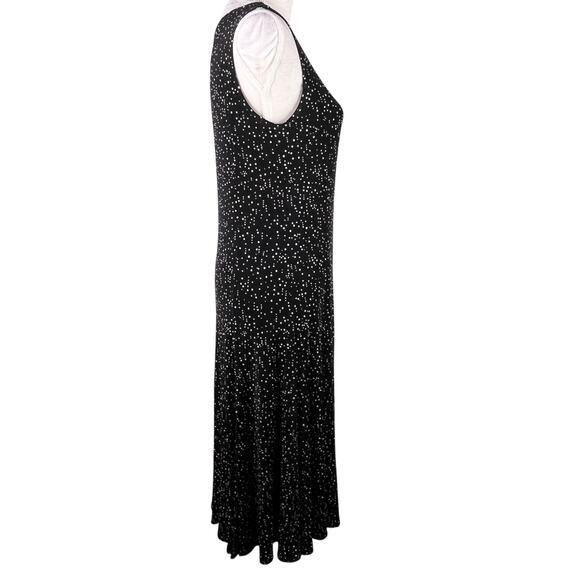 Chico's Travelers Dress Midi Size 1 Sleeveless Black White Polka Dots 8 - Picture 10 of 12